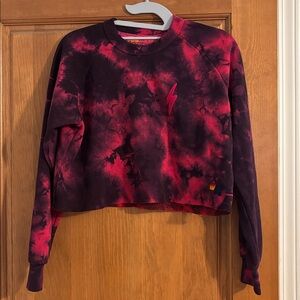 Aviator Nation Pink and Purple Tie-Dye Crop Sweatshirt